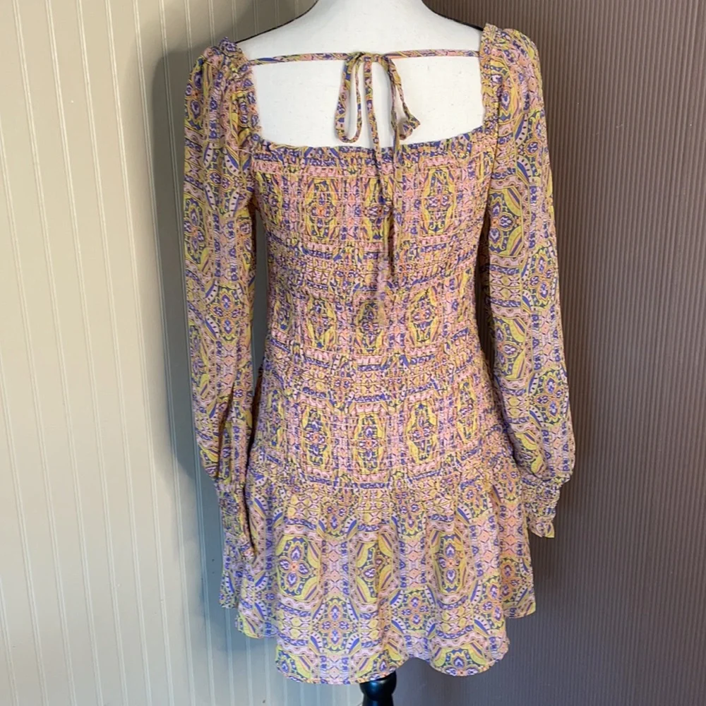 Moon river dress short size medium sheer long  sleeves